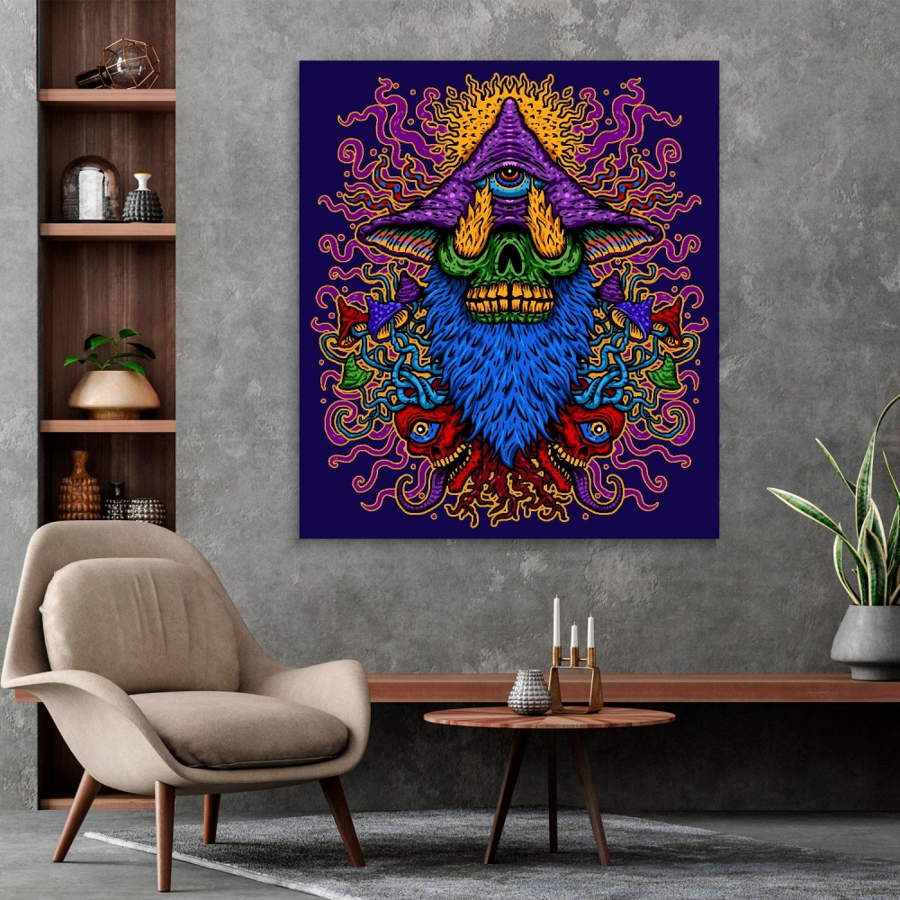 

Картина на холсте Psy Art Psychedelic Magic Mushroom With A Third Eye 70х140 см.