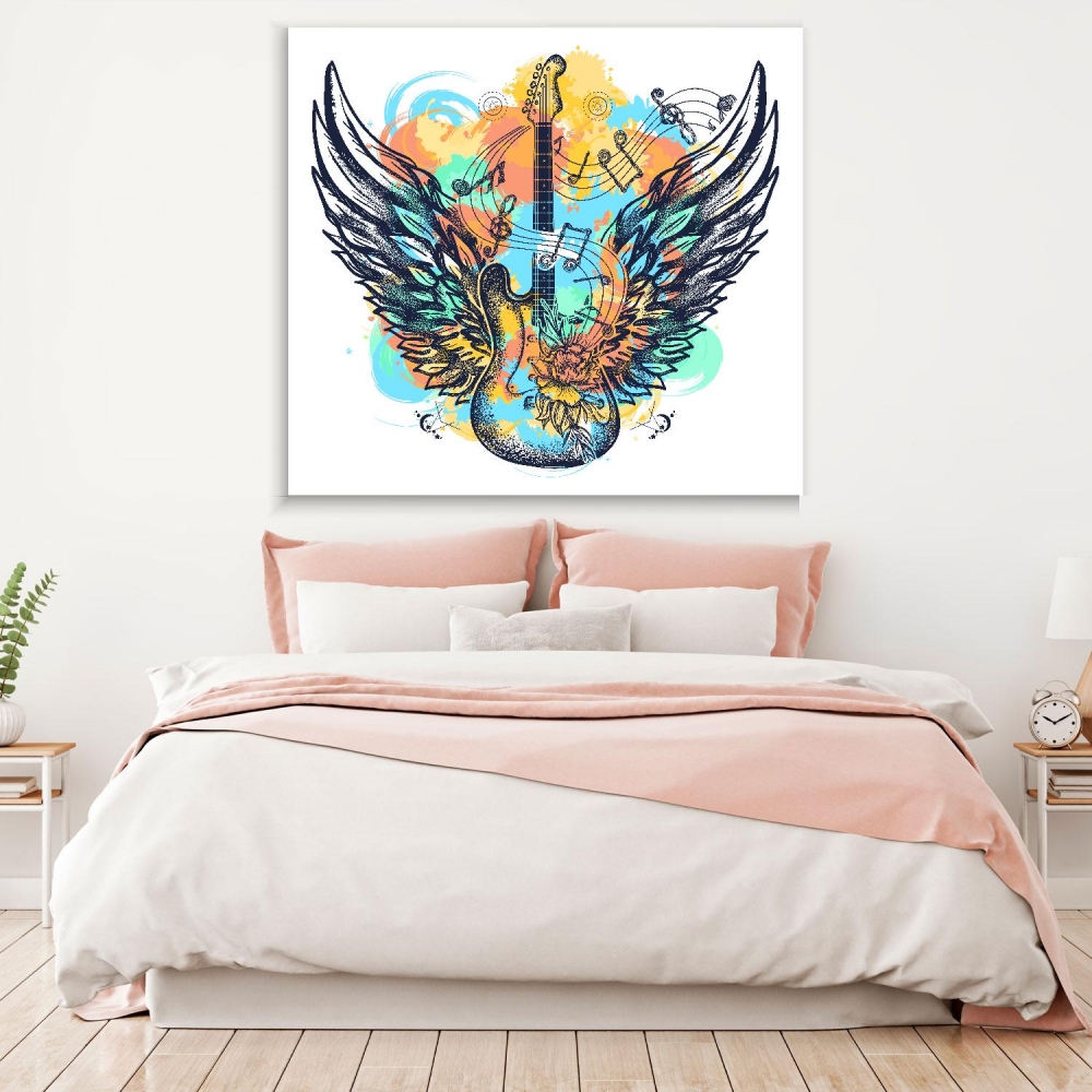 

Картина на холсте Музыка Guitar With Wings 90х90 см.