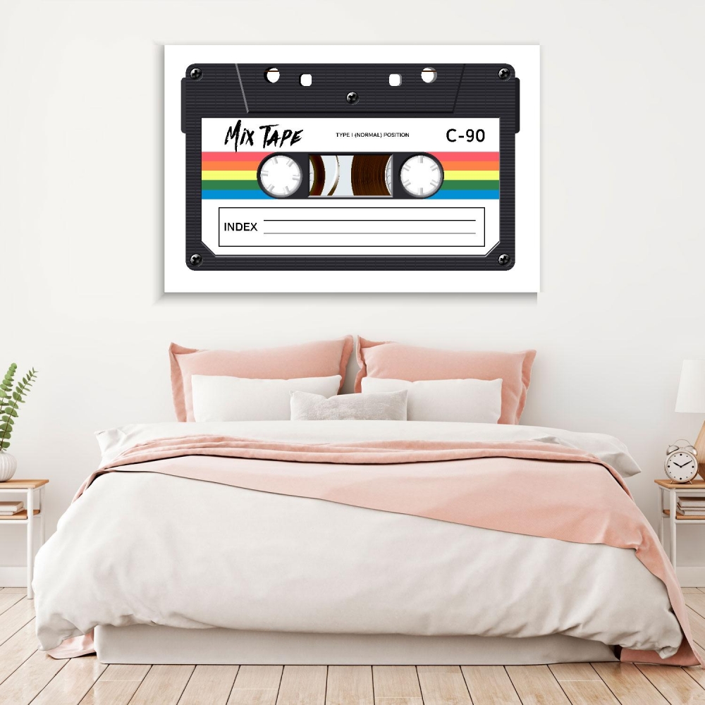 

Картина на холсте Винтаж Retro Cassette 80s 50х100 см.