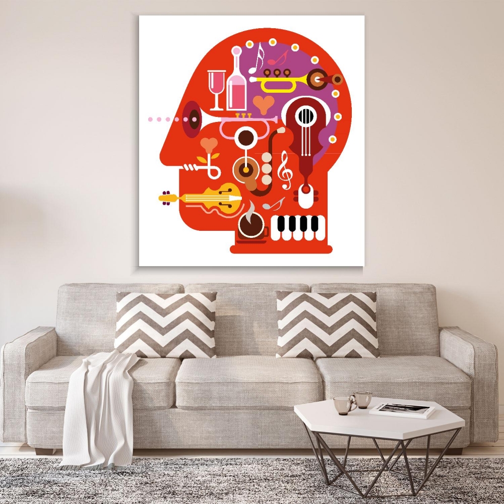 

Картина на холсте Музыка Abstract Music Head 60х60 см.