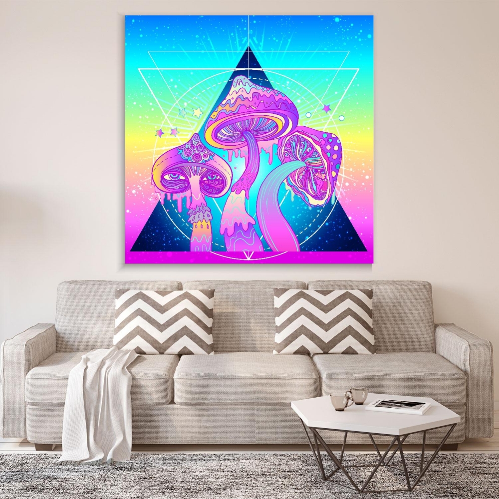 

Картина на холсте Psy Art Magic Mushrooms Over Sacred Geometry 45х60 см.