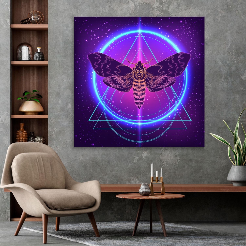 

Картина на холсте Psy Art Moth Over Mandala 100х100 см.