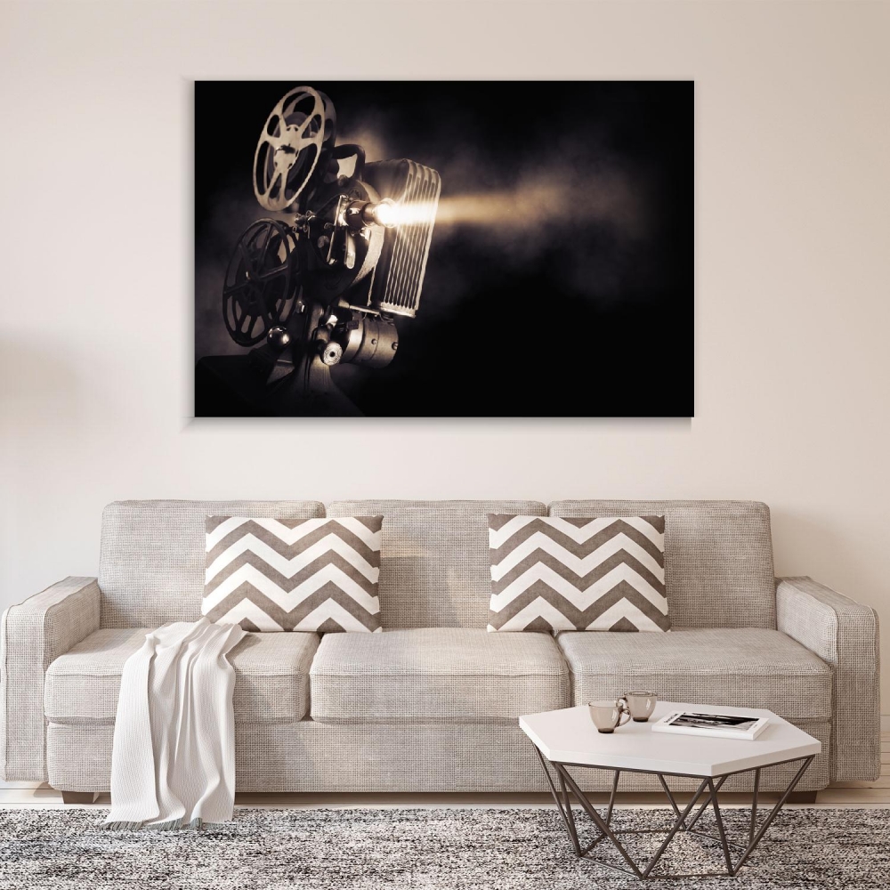 

Картина на холсте Винтаж Old Film Projector With Stream Of Light 75х100 см.