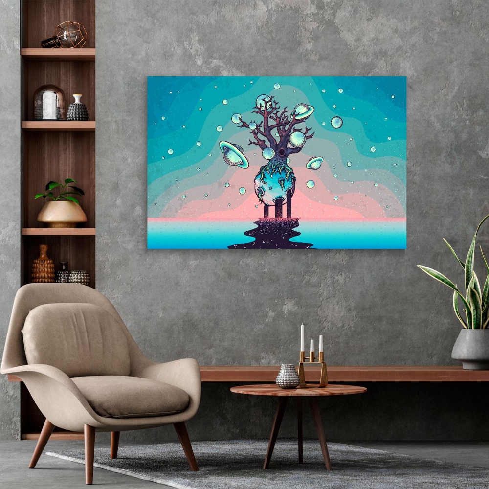 

Картина на холсте Psy Art Mystery Tree On The Moon In Deep Space 75х100 см.