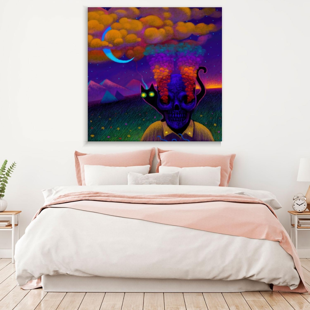 

Картина на холсте Psy Art Skeleton With A Cat 90х90 см.