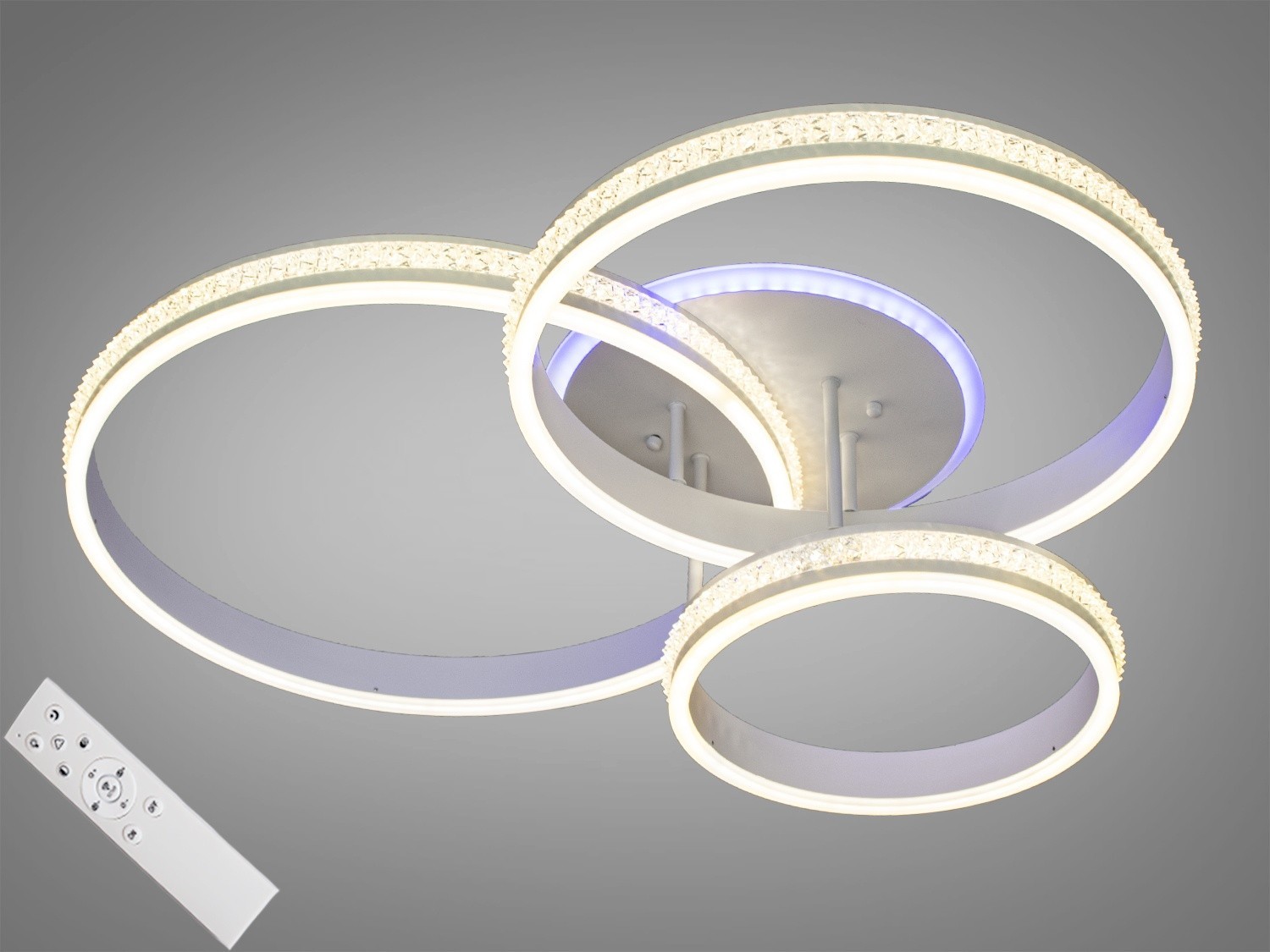 

Потолочная LED люстра AlexMosh с диммером и лед подсветкой 3х цветов 190W цвет белый (2007)