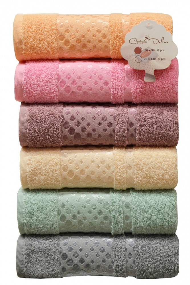 

Набор полотенец для тела Gursan Cotton 70*140 см махровые банные 6шт арт.Точки