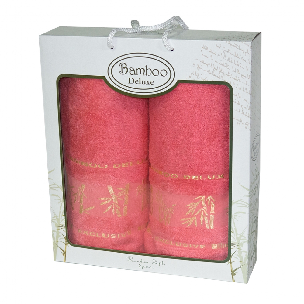 

Набор полотенец для лица и тела Gursan Bamboo 50*90 см + 70*140 см бамбуковые банные в коробке 2шт арт.Коралл