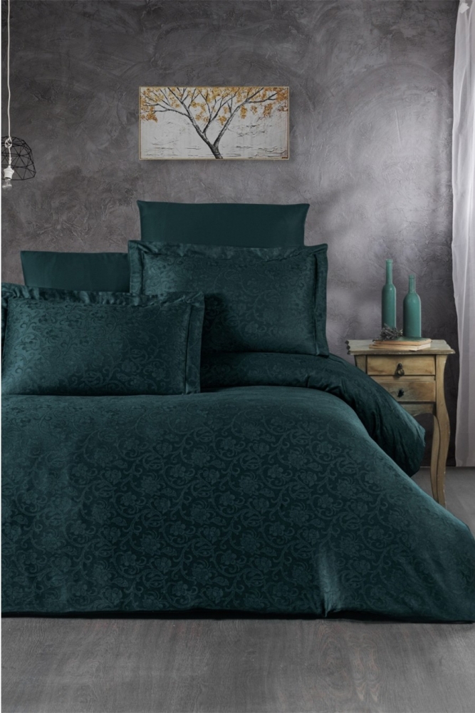 

Комплект постельного белья Ecosse Satin Jacquard Евро сатин жаккард арт.Gardenya Yesil