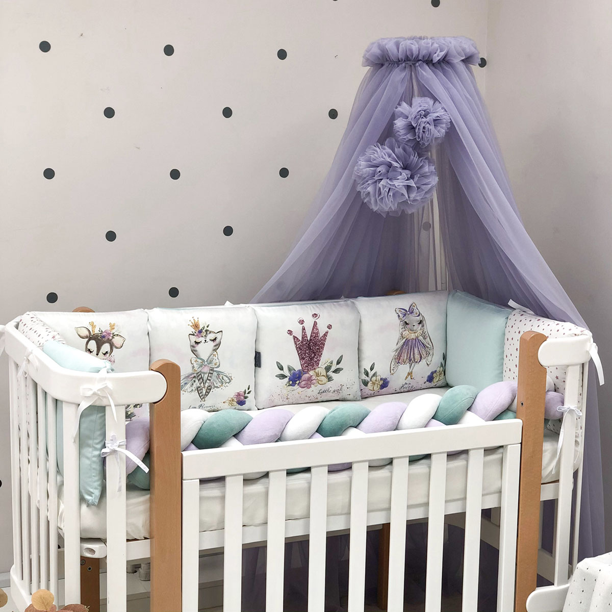 

Комплект в кроватку Маленькая соня Magic Cat сатин стандарт/овал 6 предметов детский арт.02124623