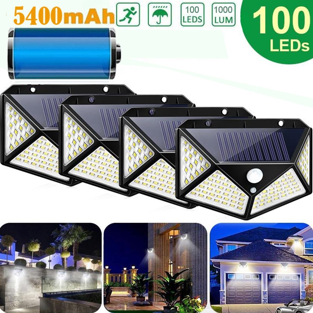 

Комплект уличных светодиодных фонарей 4 шт с увеличенной емкостью 5400mah 100 LED