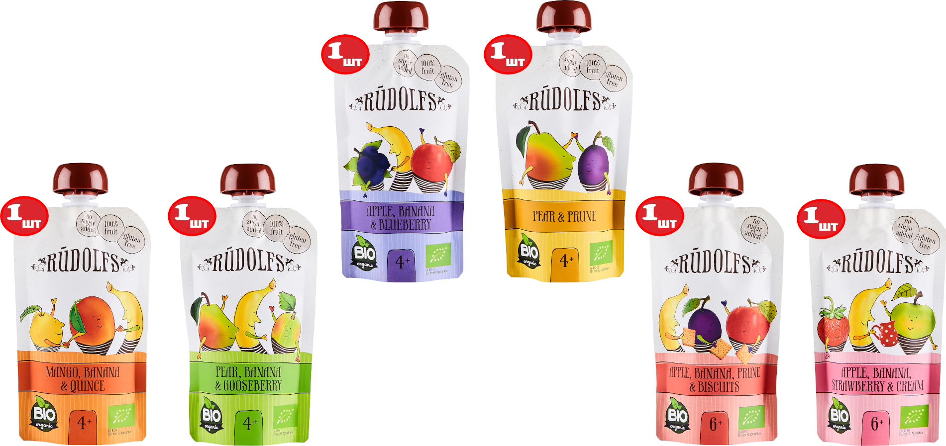 

Набор фруктовых пюре Rudolfs Smoothie Box 6 х 110 г (4751017942581)