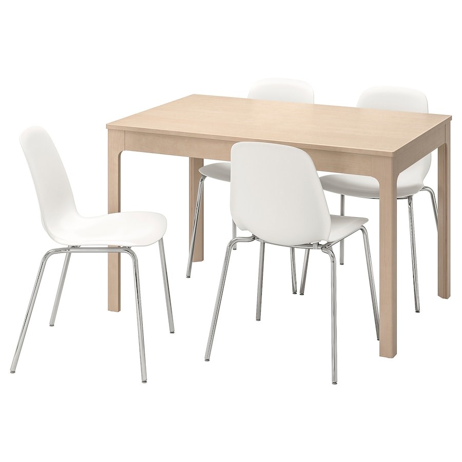 

Стіл і 4 стільці IKEA EKEDALEN / LEIFARNE 120/180 см береза/білий (392.298.41)