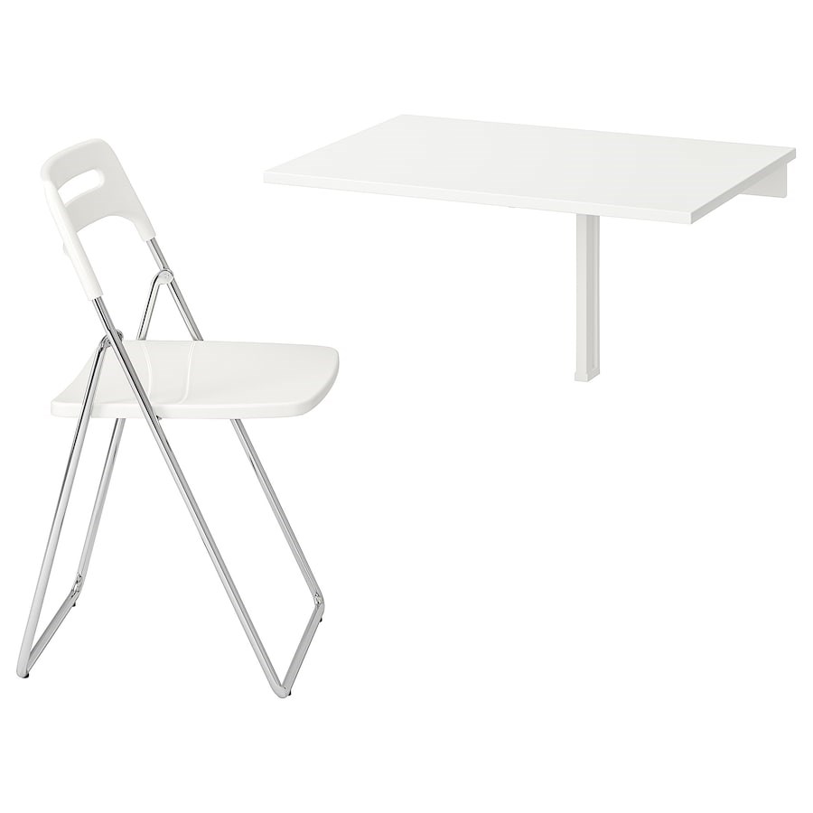 

Стіл і 1 стілець IKEA NORBERG / NISSE 74 см білий (799.127.60)