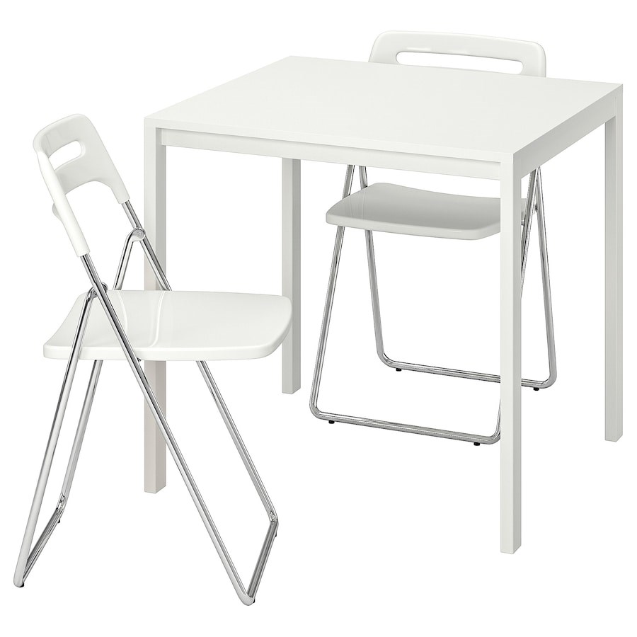 

Стіл і 2 розкладні стільці IKEA MELLTORP / NISSE 75 см білий (191.614.89)