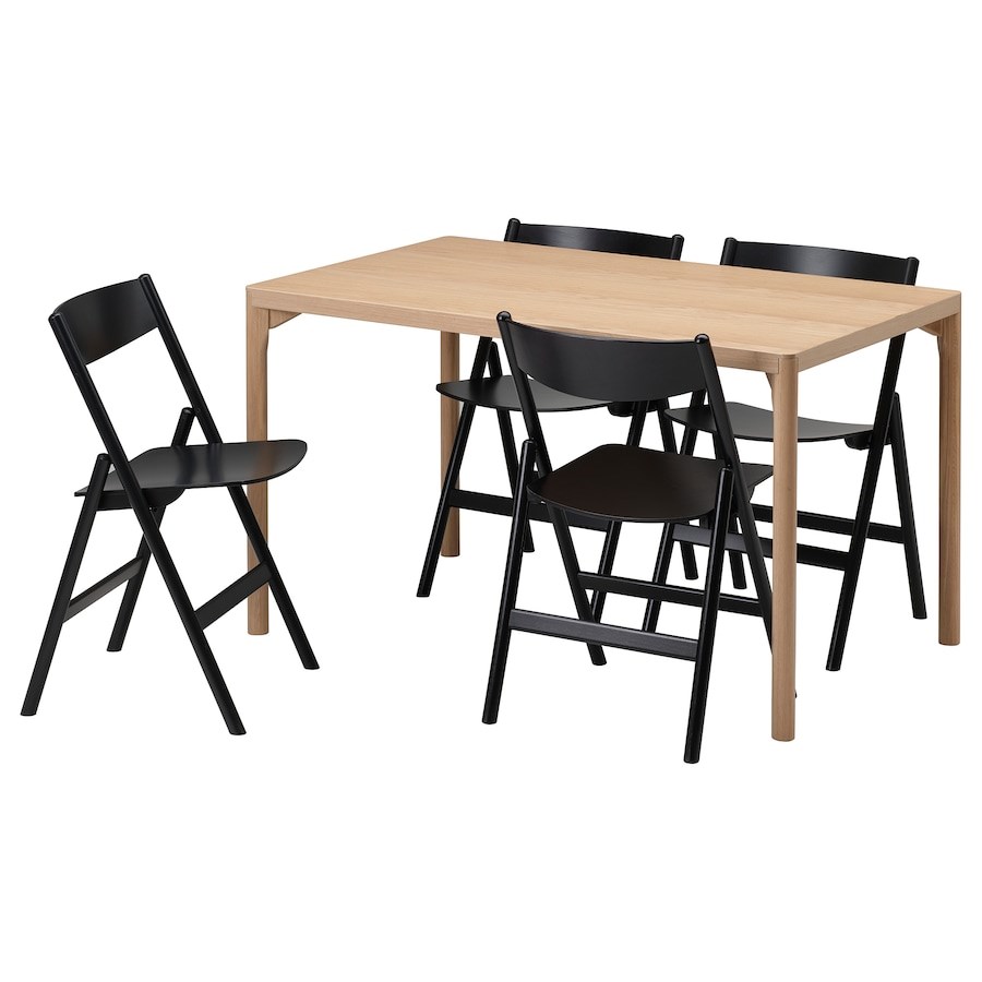 

Стіл і 4 стільці IKEA RAVAROR / RAVAROR 130 х 78 см дуб/чорний (693.998.89)