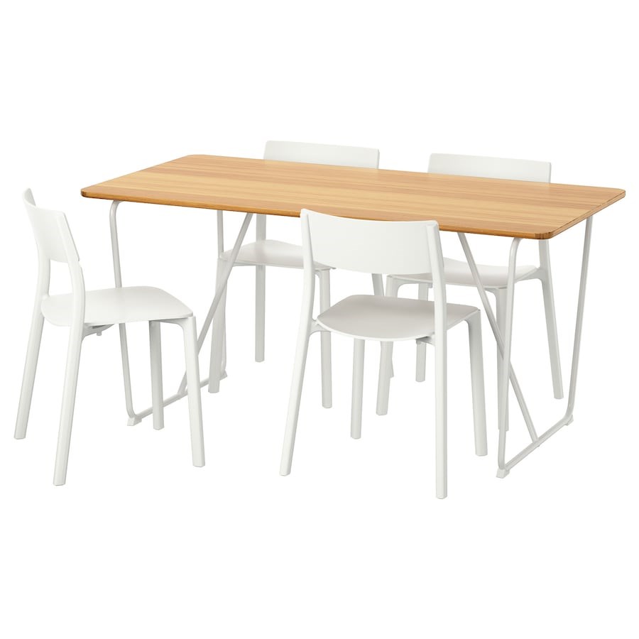 

Стіл і 4 стільці IKEA OVRARYD / JANINGE 150 см бамбук/білий (791.615.75)