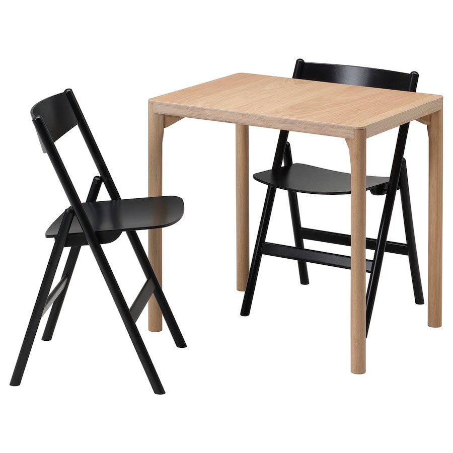 

Стіл та 2 розкладні стільці IKEA RAVAROR / RAVAROR 60 х 78 см дуб/чорний (093.998.87)