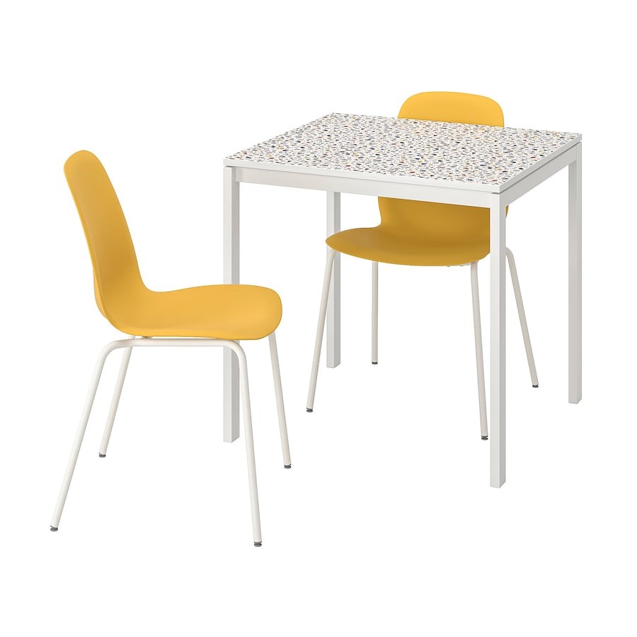 

Стіл і 2 стільці IKEA MELLTORP / LEIFARNE 75х75 см мозаїка/білий/жовтий (793.901.38)