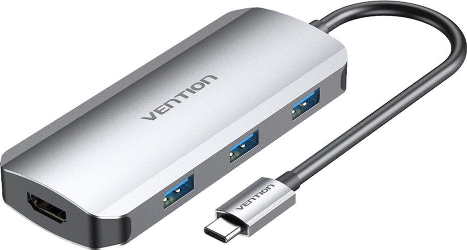 

Док-станція Vention USB 3.1 Type-C > HDMI / USB 3.0x3 / PD 100 W Hub 5-in-1