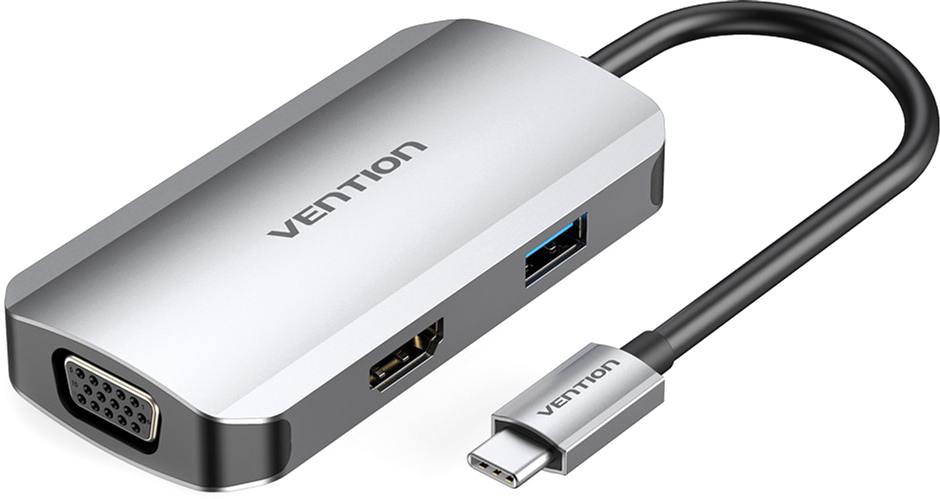 Док-станція Vention USB 3.1 Type-C > HDMI / VGA / USB 3.0 / PD 100 W Hub 4-in-1