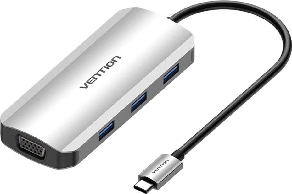 

Док-станція Vention USB 3.1 Type-C > HDMI / VGA / USB 3.0x3 / PD 100 W Hub 6-in-1