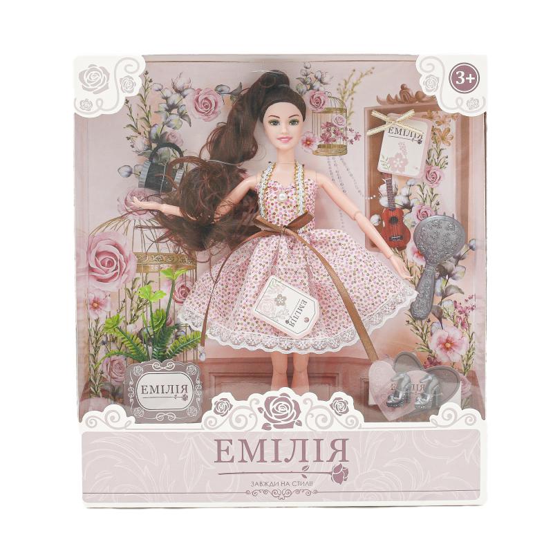 

Кукла Emily шарнирная с темными волосами и аксессуарами