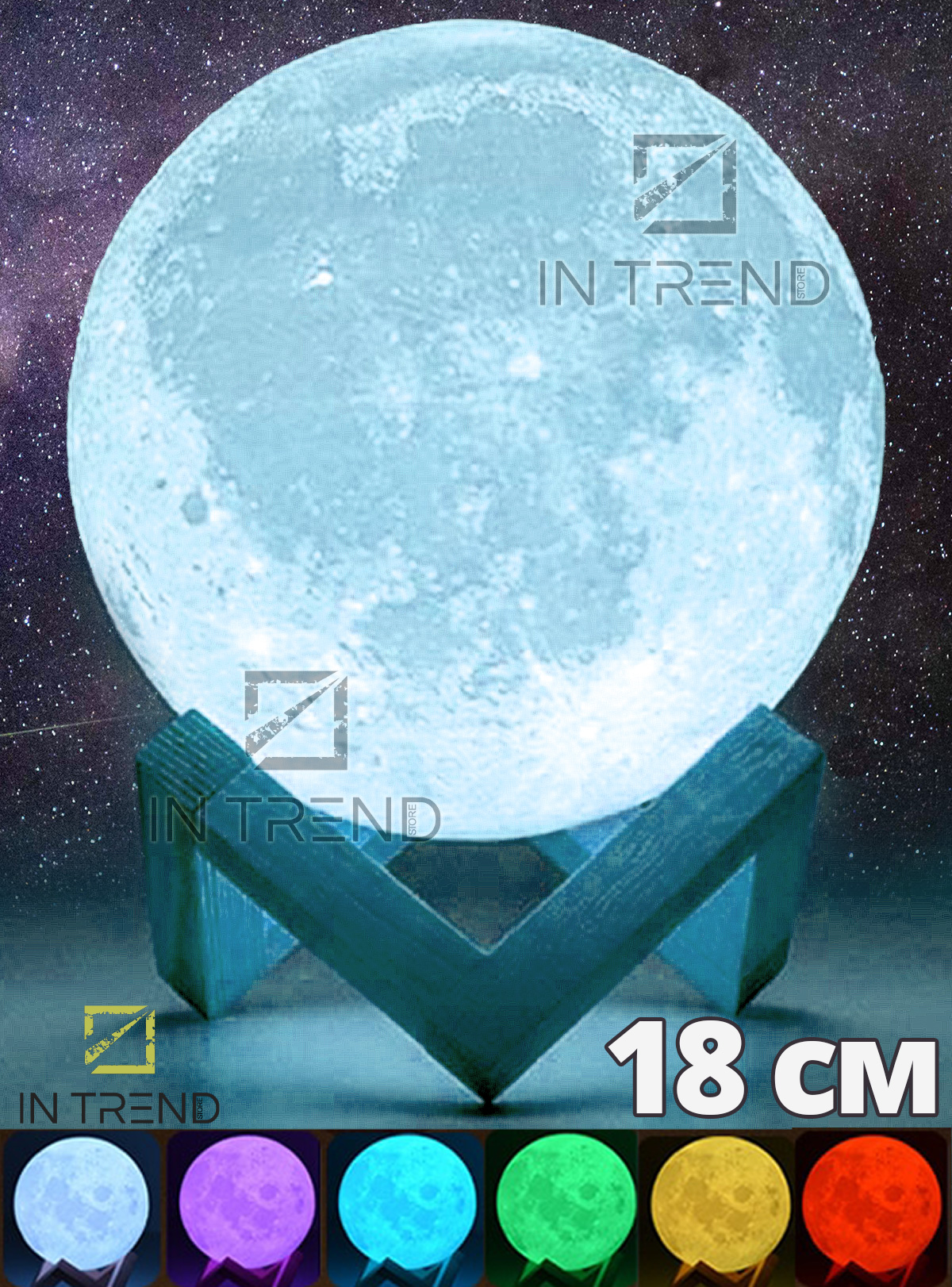 

Ночник 3D Magic Moon Light Touch Control Луна Белый 18 см настольний сенсорный светильник для детей и взрослых с USB-зарядкой 2 режима свечения/регулировка яркости