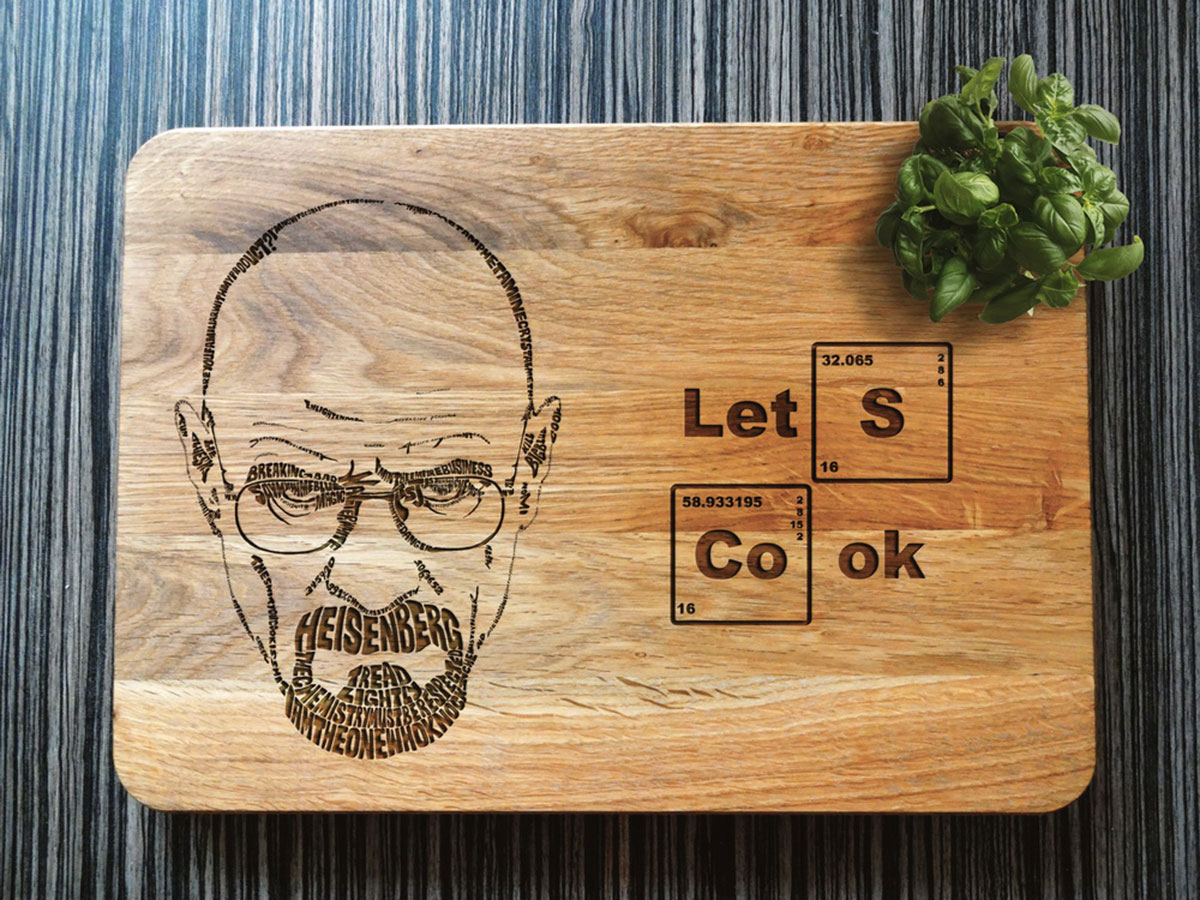 

Стилизованная разделочная доска с гравировкой "Heisenberg" 25х40 см, дуб, WOODPRESENT