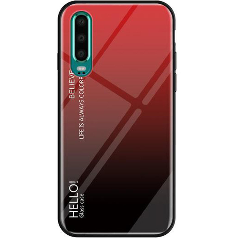 

TPU+Glass чехол Epik Gradient HELLO для Huawei P30 Красный