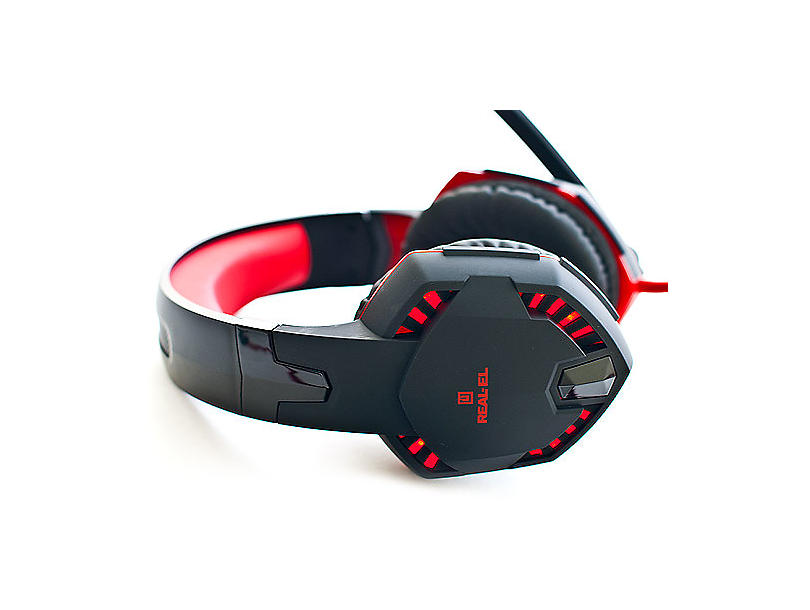 

Наушники с микрофоном (гарнитура) кожаные REAL-EL GDX-8000 BACKLIT, black-red USB, VIBRATION SURROUND 7.1
