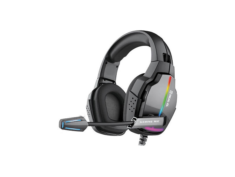 

Наушники с микрофоном (гарнитура) REAL-EL GDX-7680 black, Джек 3,5мм 4pin, адаптер 1м для ПК, RGB подсветка