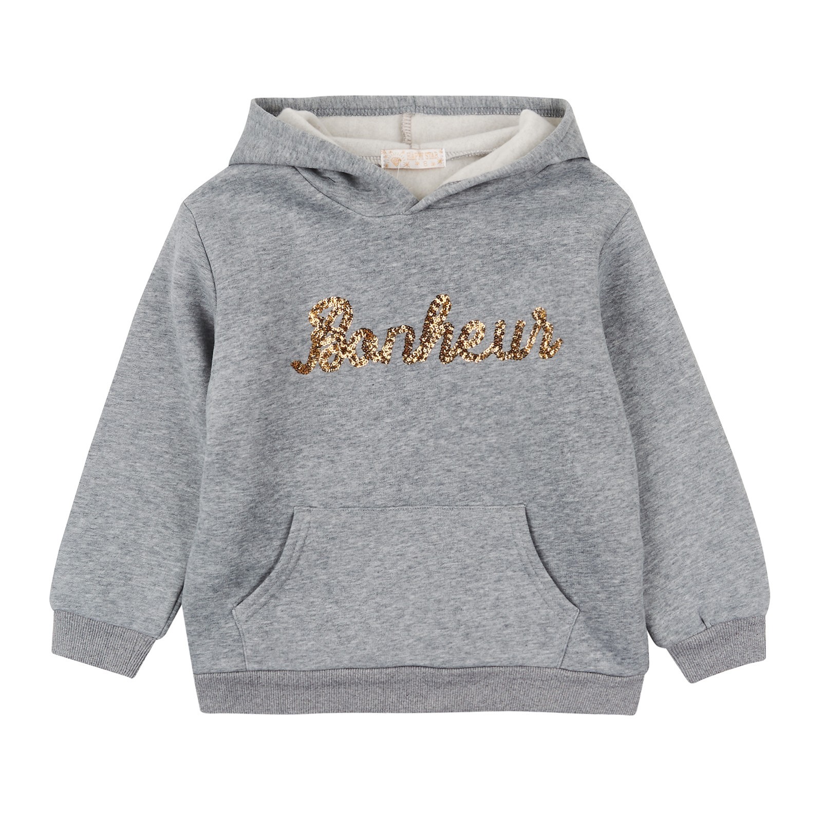 

Худи для девочки серого цвета теплое с принтом 104р Арт. 0075 HAPPY Star