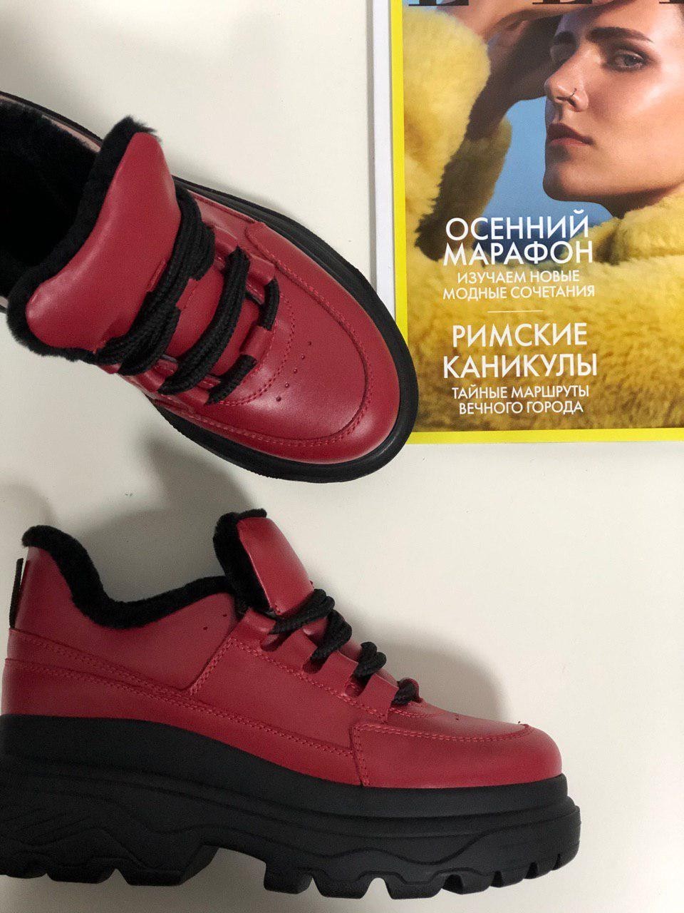 

Кроссовки женские кожаные Shoozi bench Fly зимние 36 красные