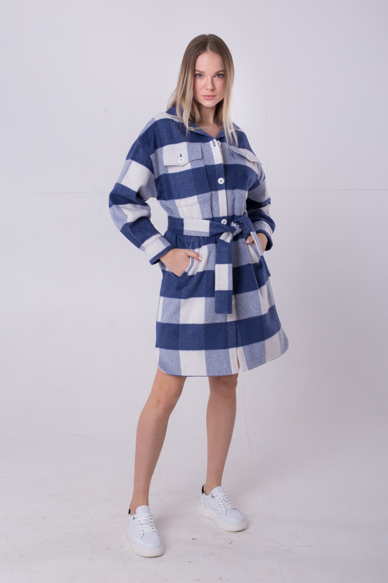 

Пальто Mila Merry клетка в рубашечном стиле M- 5917