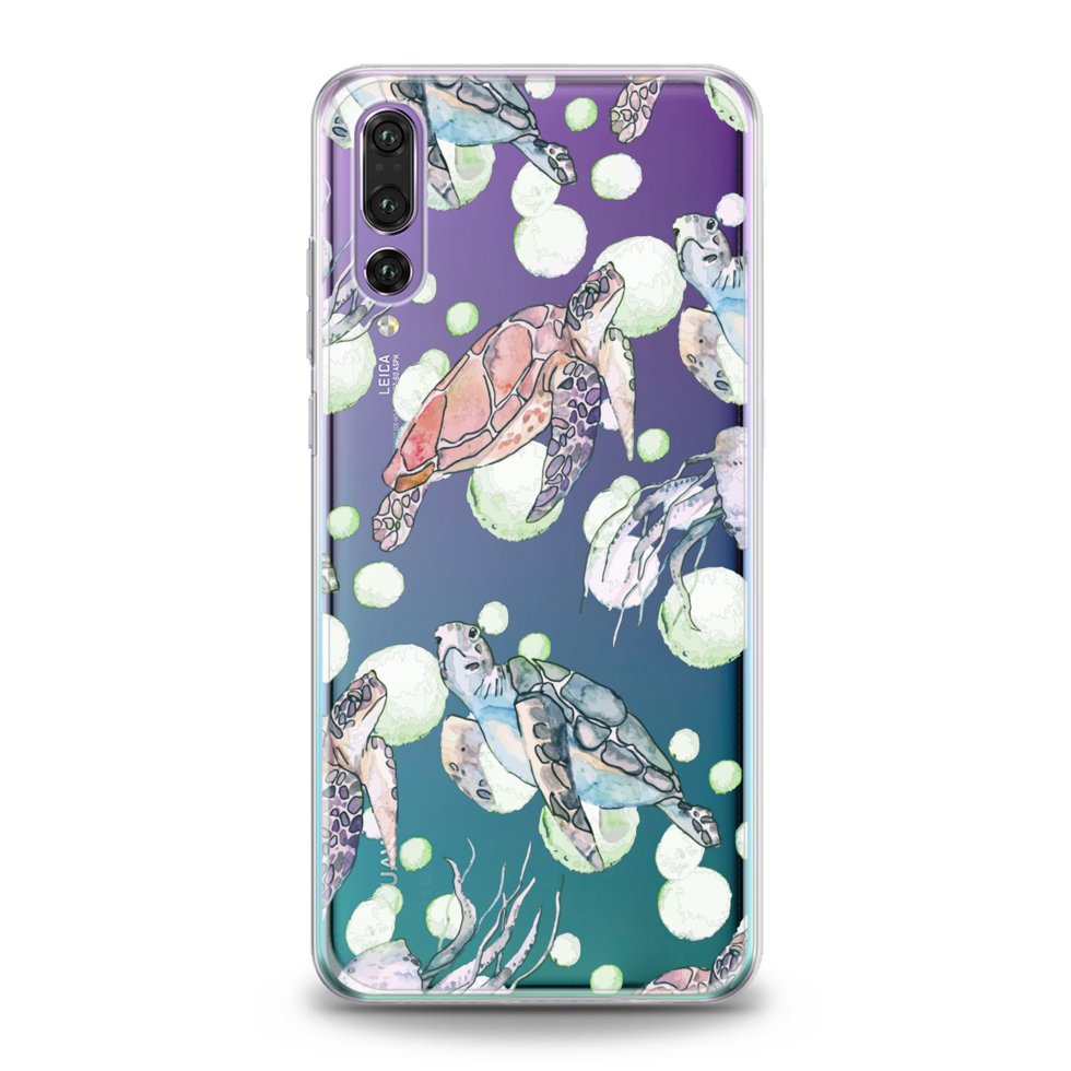 Чехол силиконовый для Huawei (Акварельные черепахи) Y9 (2019) хуавей ю ...