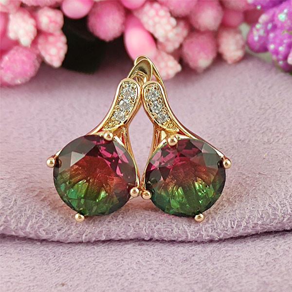 

Серьги Xuping Зои красный с зеленым медицинское золото позолота 18К английский замок А/В 1-0817