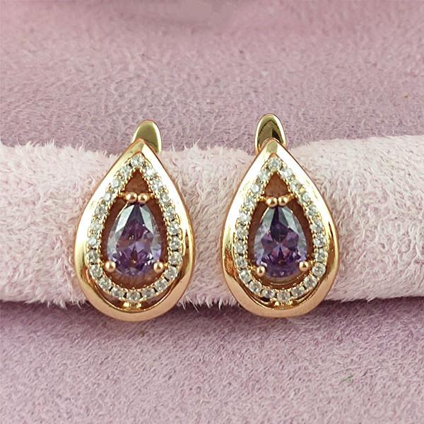 

Серьги Xuping Хлоя сиреневые медицинское золото позолота 18К английский замок А/В 1-0809