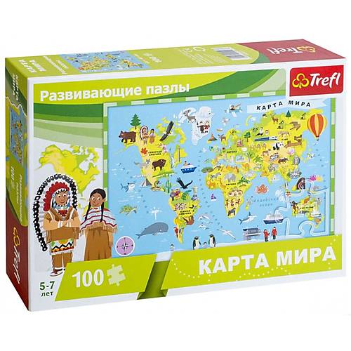 

Пазл "Карта Мира" 100 эл Trefl (15527)