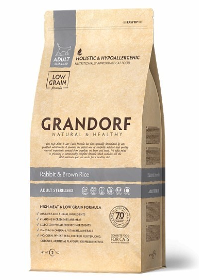 

Сухой корм Grandorf Rabbit & Brown Rice Adult Sterilized для стерилизованных котов кролик с рисом 400 г (5404009501400)