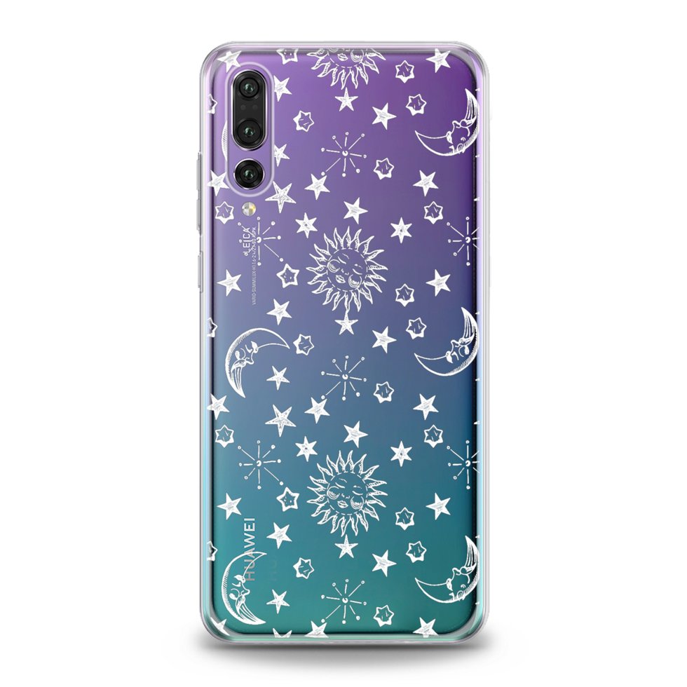 Чехол силиконовый для Huawei (Солнце и месяц) Honor 10 хуавей хонор ...