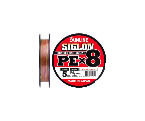 

Шнур Sunline Siglon PE х8 multi color 150m (мульти.) #0.3/0.094mm 5lb/2.1kg (арт.123416580996)