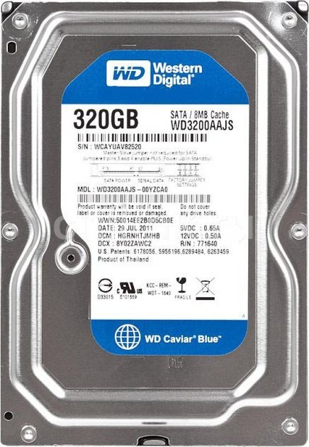 

Накопитель HDD SATA 320Gb WD, 8Mb (WD3200AAJS)