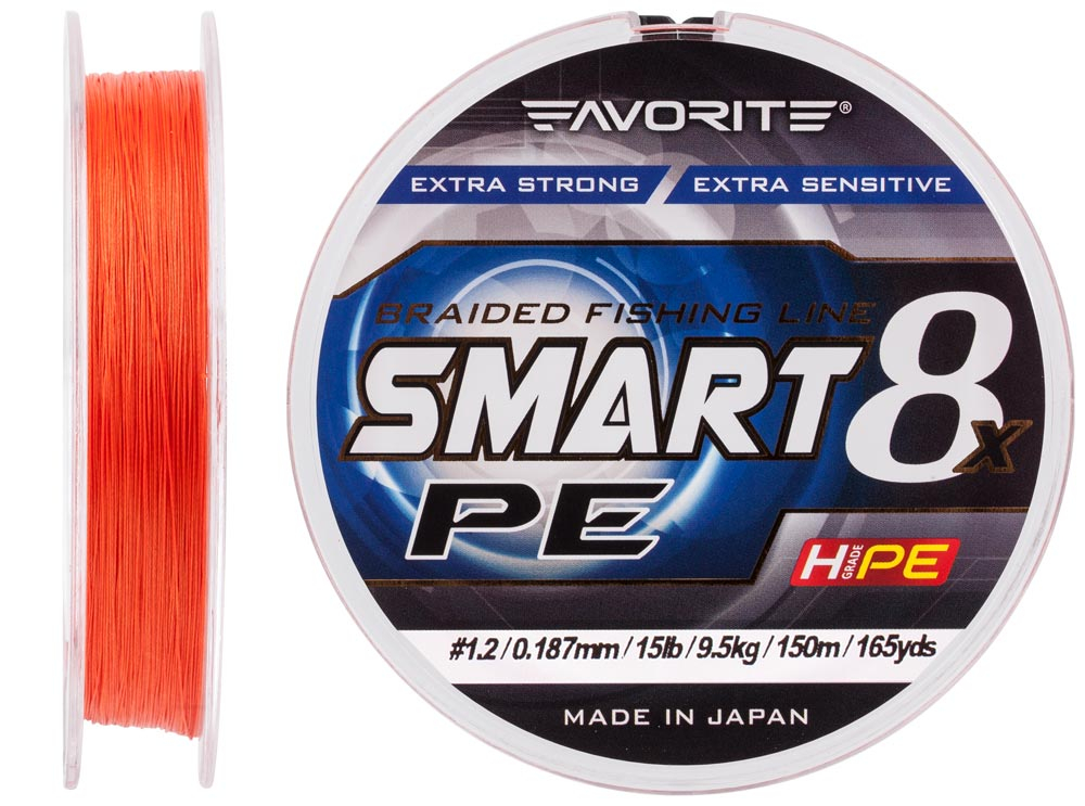 

Шнур Favorite Smart PE 8x 150м (red orange) #1.2/0.187mm 15lb/9.5kg (арт.123416931083)