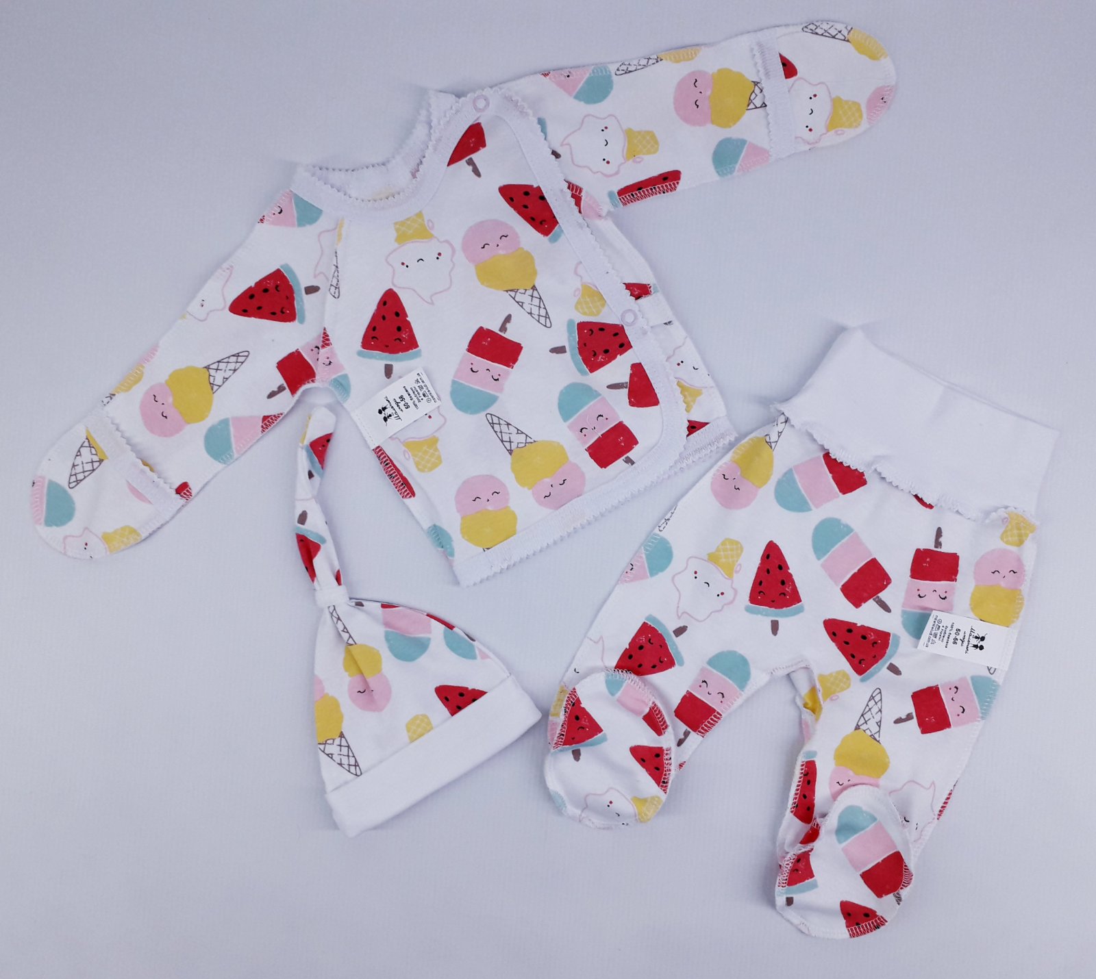 

Комплект (распашонка+ползуны+шапочка) Маленькие люди 3062-110 50см 56см(р) молочный