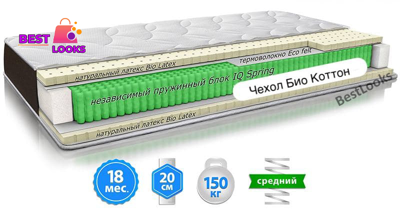 

Матрас ортопедический 160х200 Sleep&Fly ORGANIC Alfa