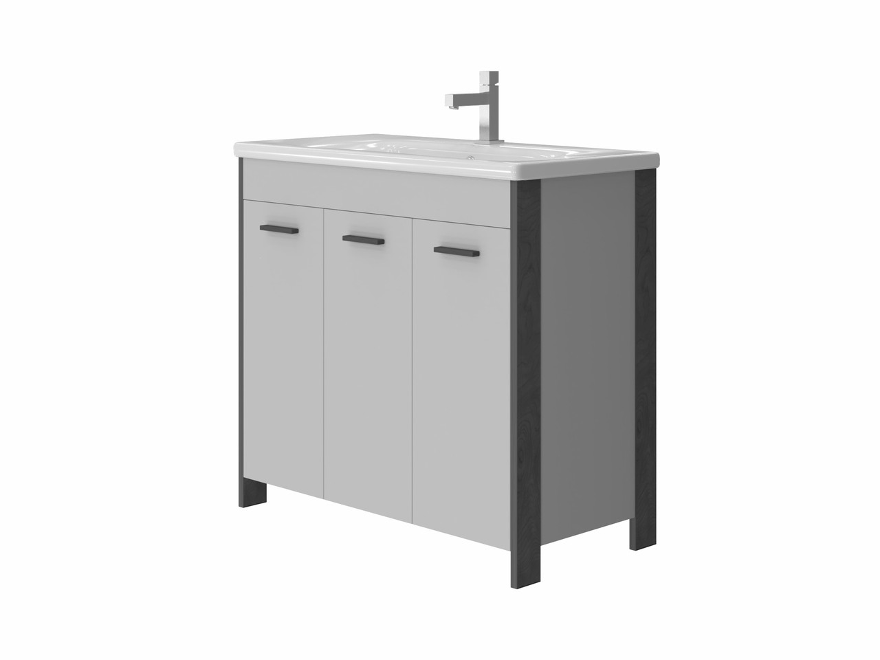 

Тумба JUVENTA Brooklyn Br-90 серая с умывальником Soft-90
