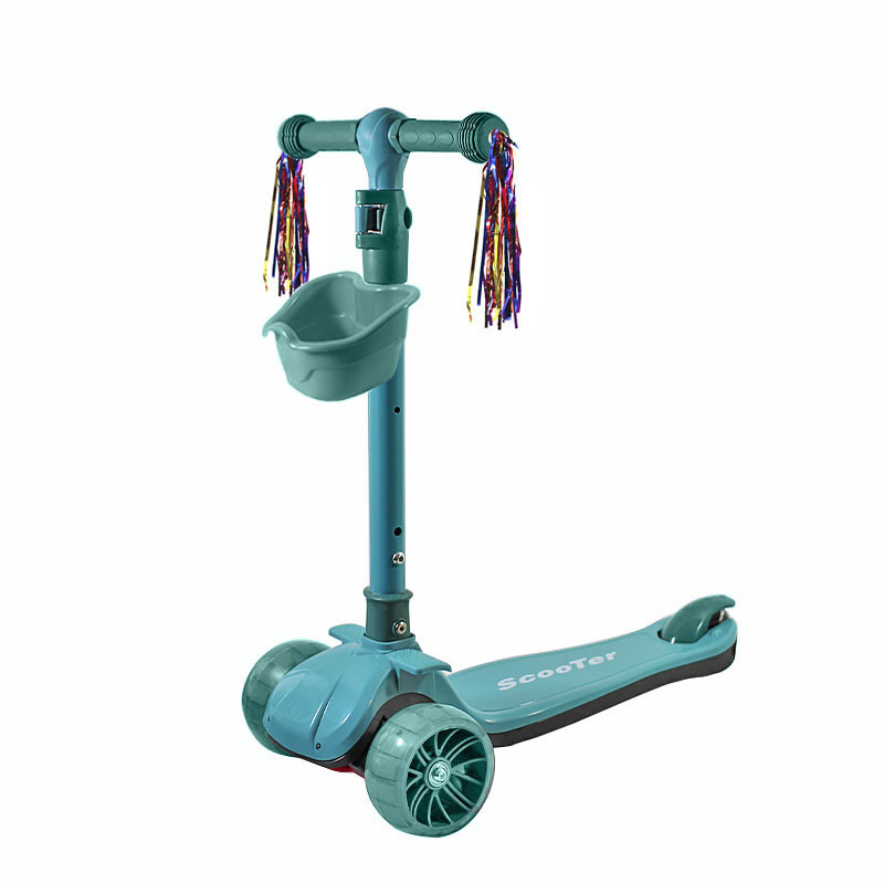 

Детский самокат Lesko BAQ-016 Turquoise трехколесный складной для самых маленьких светящиеся колеса (SKU_7294-25007)