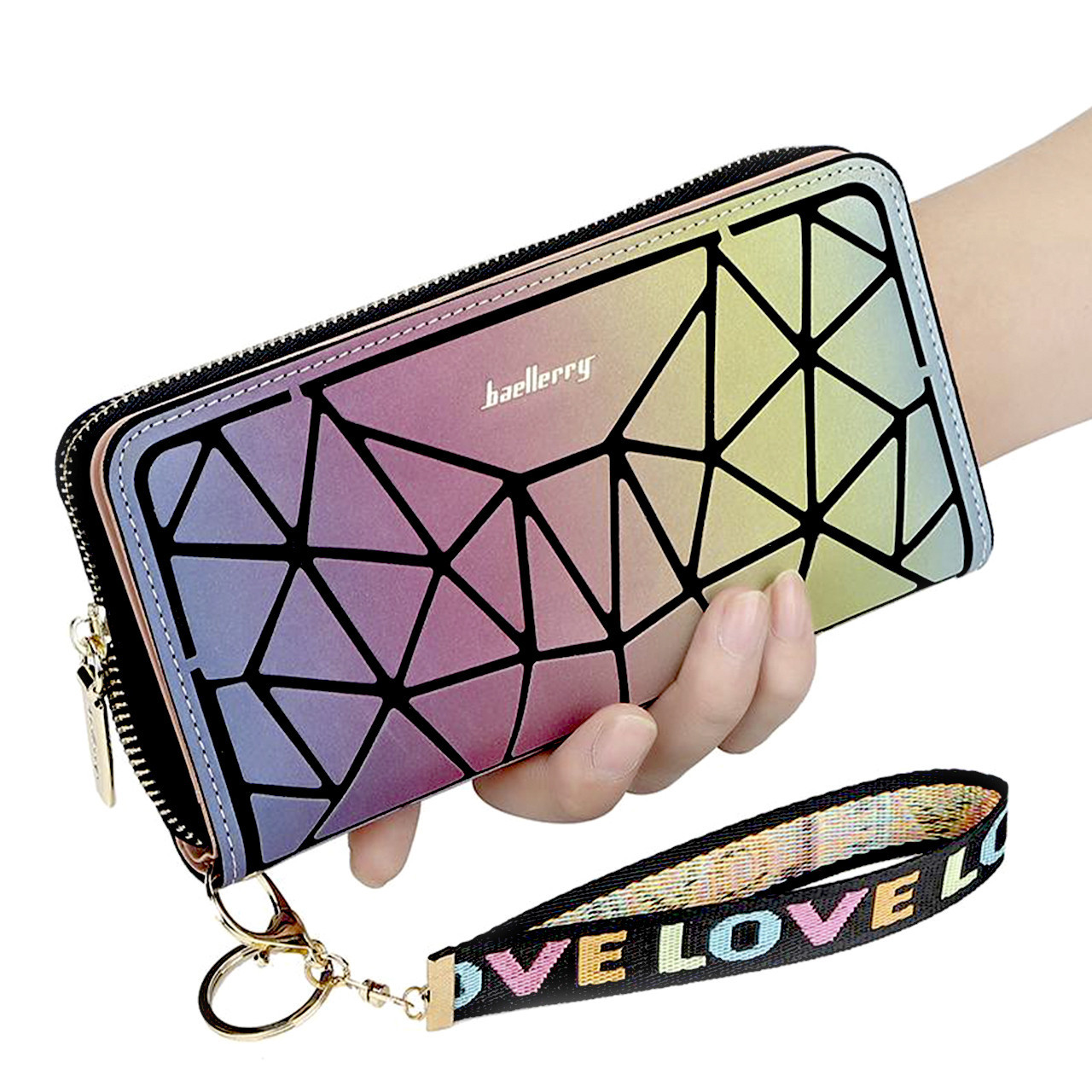 

Женский кошелек Baellerry N2825-1 Pink + Yellow градиент тренд сезона на змейке стильный аксессуар для девушек (SKU_4198-12002)