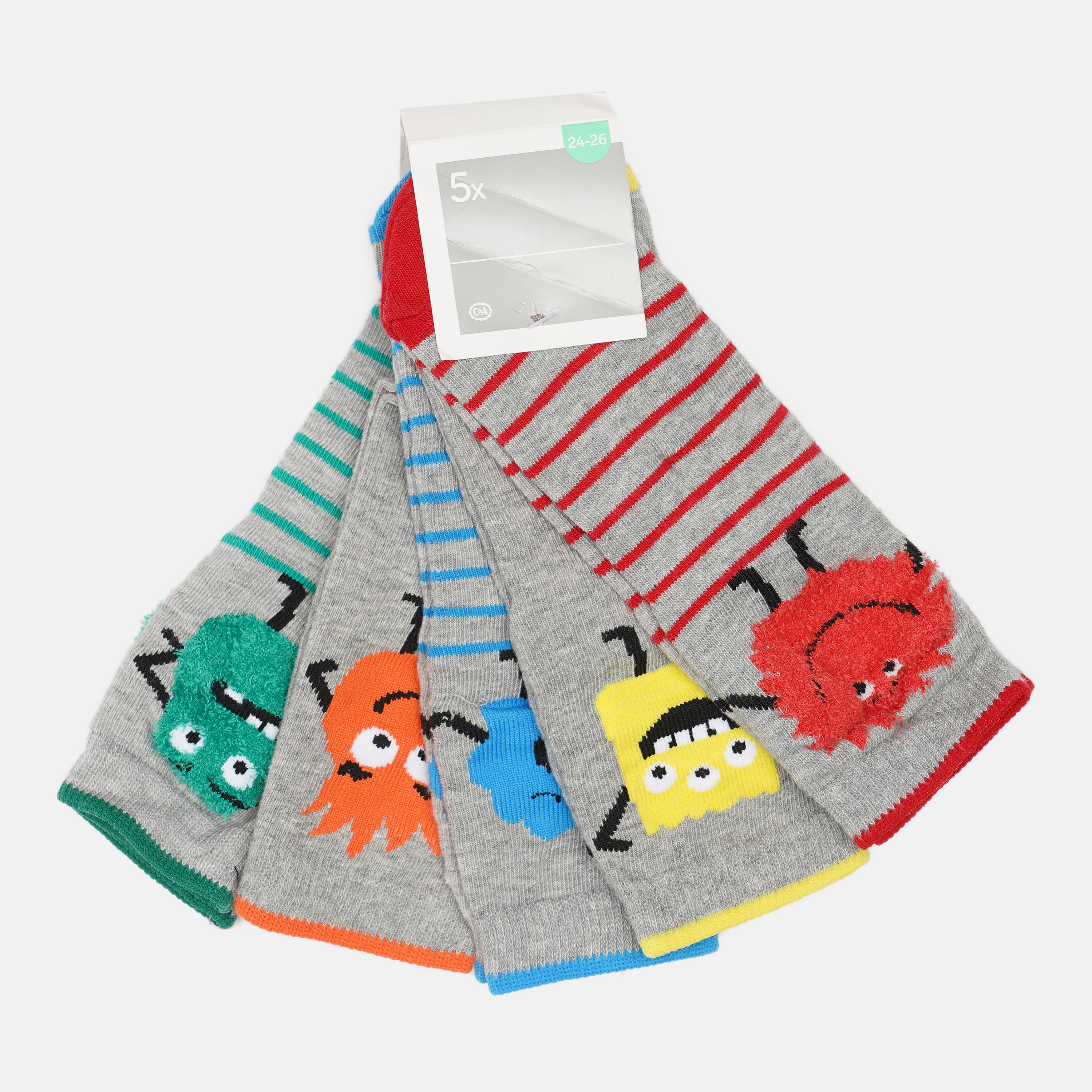 

Носки (5 пар) C&A 24 26 серый полоска 4185279892305